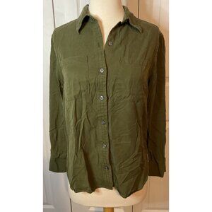 Banana Republic Olive‎ Green Button Up Top Blouse Shirt Lyocell Size XXS